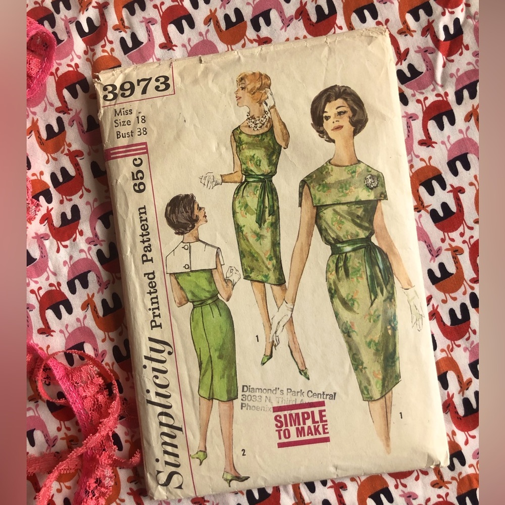 Simplicity 3973 Sewing Pattern 1960’s